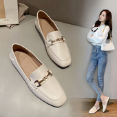软皮软底工作平底单鞋 法式 英伦小皮鞋 女一脚蹬2025春秋新款 乐福鞋