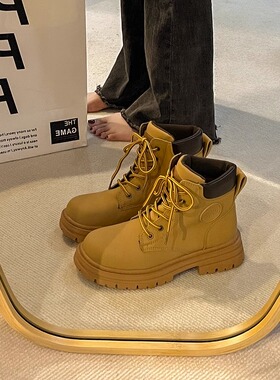 马丁靴女夏季2023年新款厚底薄款踢不烂大黄靴黄蜂单靴短靴子春秋