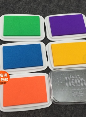 日本月猫Radiant Neon纸用印台手帐相册橡皮章婚礼霓虹荧光印台