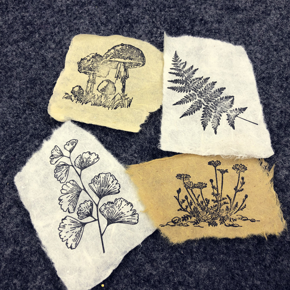 수제 종이 복고풍 수제 식물 종이 골동품 편지지 빈 손으로 그린 ??고무 도장 손 계정 인쇄 장식 고대 종이