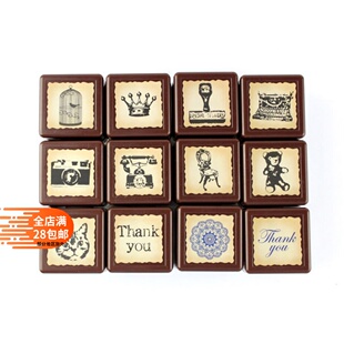 日本kodomo no kao复古浸透印章欧式皇冠猫咪英文打字机无需印台