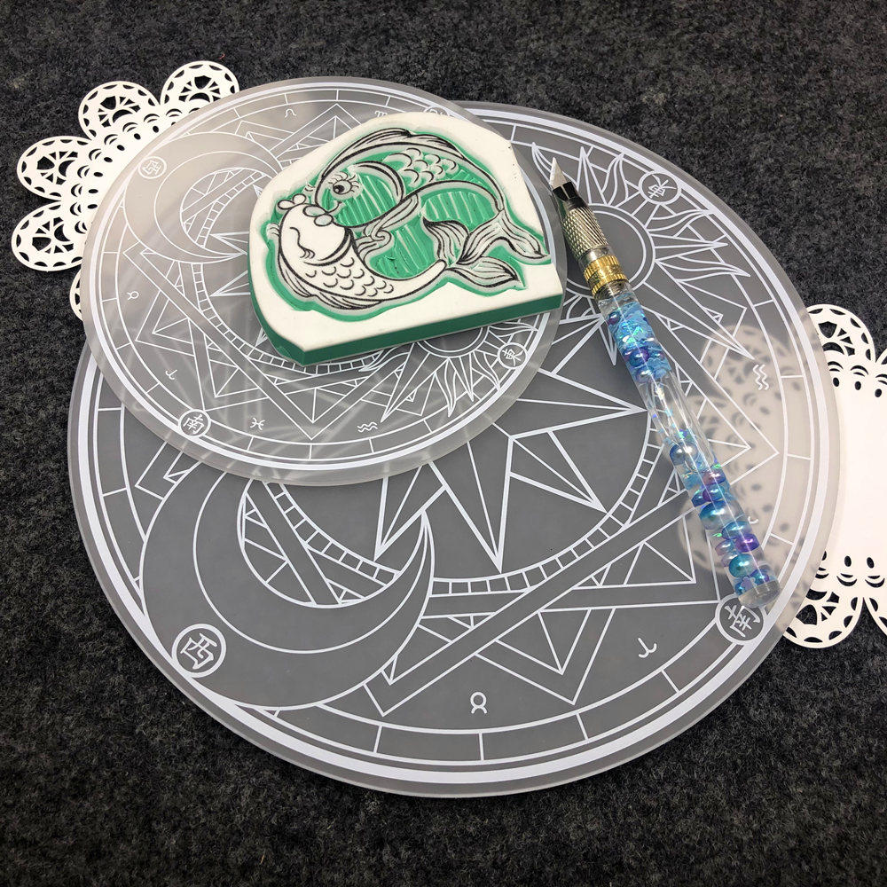 매직 어레이 패드 반투명 원형 핸드북 클리핑 커팅 가죽 고무 스탬프 작업 패드 고가 패드