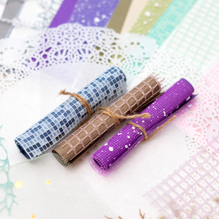 素材纸晚霞的请柬蕾丝细胞网纱马赛克网雪点网手账装饰素材10张