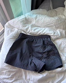 松紧腰短裤 Minjiena韩国小众设计笑脸刺绣紫色亮粉色短裤 休闲裤