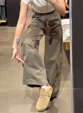 美式阔腿工装裤女2025秋季新款高腰设计感显瘦宽松休闲百搭弯刀裤