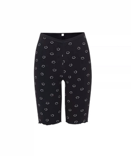 女无痕高腰笑脸裤 Minjiena韩国小众设计笑脸休闲中裤 打底裤