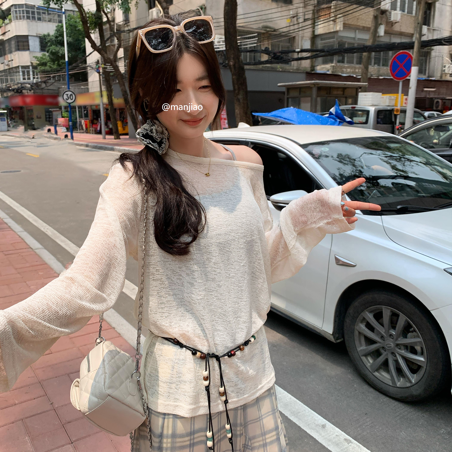 Work 32day 松弛感轻薄微透宽松防晒长袖罩衫T恤新款爆款空调小衫
