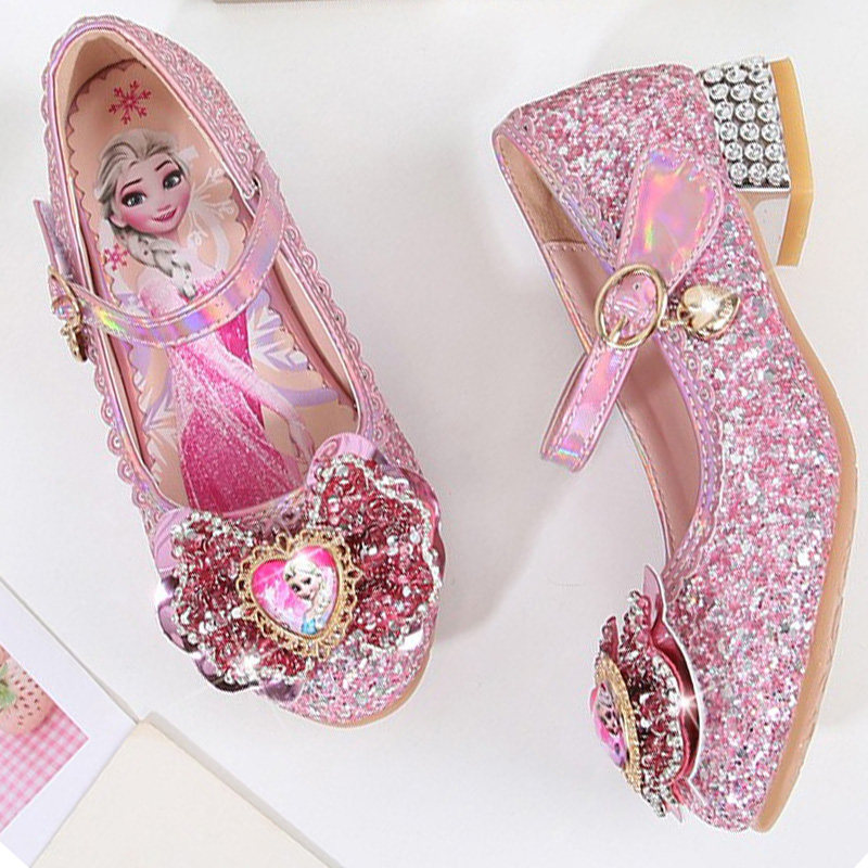 贝儿公主艾莎鞋子女童亮晶晶公主鞋学生表演出鞋儿童仙女鞋配裙子