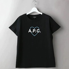 apc日韩爆款 爱心图案印花100%纯棉正常码 T恤男女情侣衫 短袖 新品