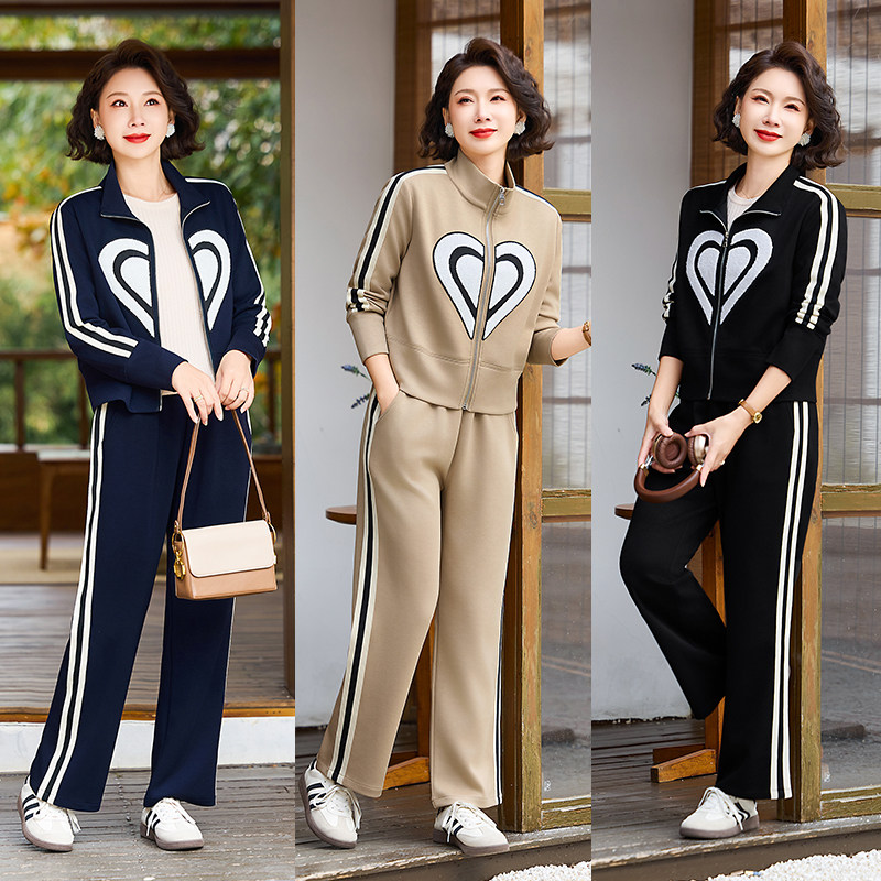 梵猫妈妈时尚夹克外套中年女装春秋装加肥加大码中老年运动服