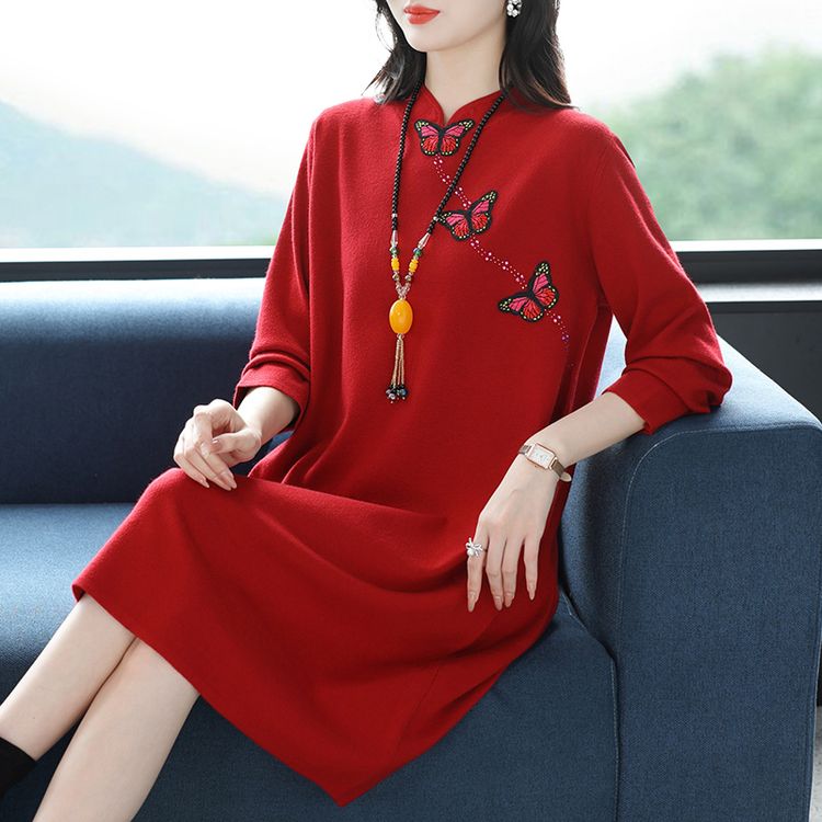 梵猫2025新款针织衫女中老年妈妈装大牌半高领复古中国风