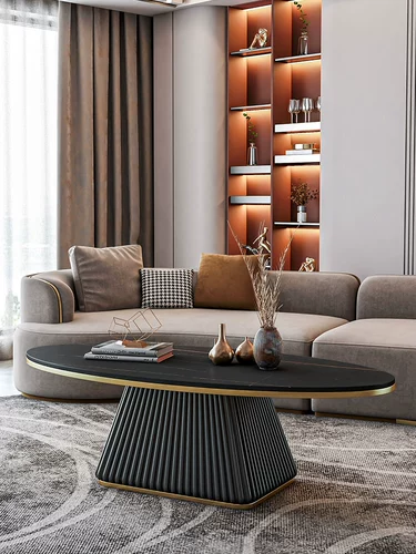 Светлый роскошный образцы комнаты дизайнер кофейный столик модель минималистская современная гостиная маленькая квартира Дом овальный рок журнальный столик