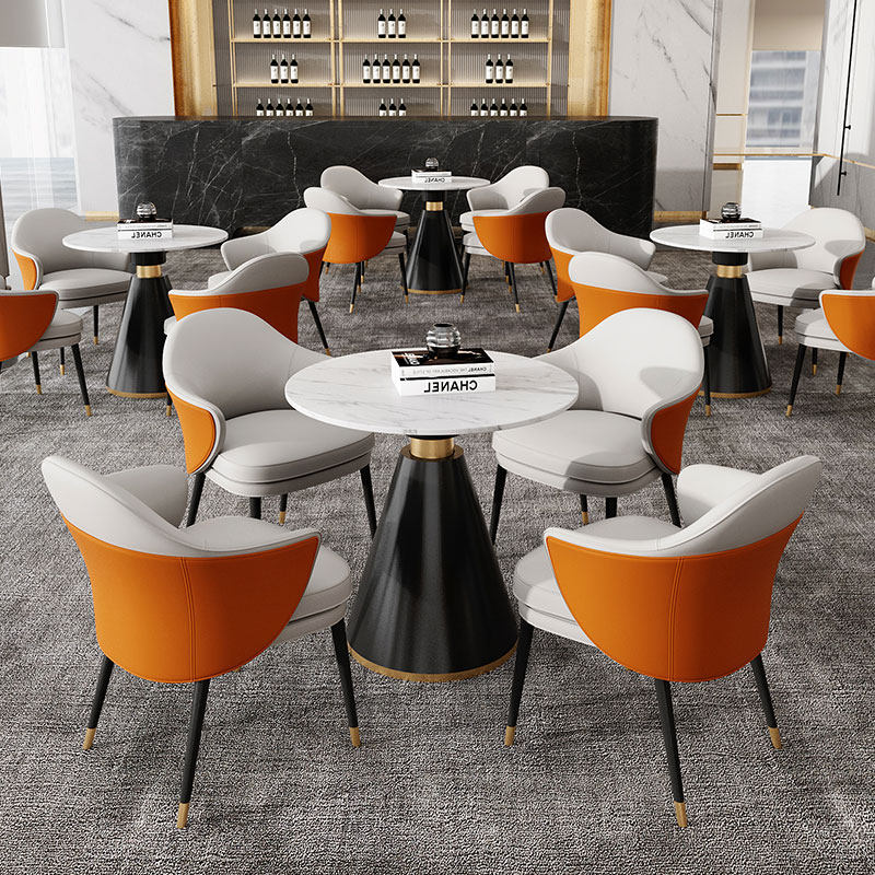 轻奢风高档酒店洽谈桌椅组合小圆桌网红会客接待售楼处商务谈判桌