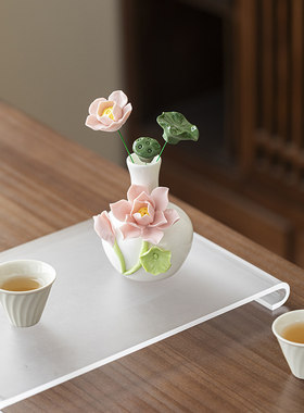 景德镇手工陶瓷荷花花瓶