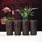复古紫砂花盆陶瓷兰花专用盆高档精品吊兰君子竹文竹透气盆景造景