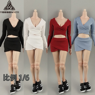 6娃娃兵人衣服手办可动服装 TBL 12寸V领交叉性感短上衣短裙套装
