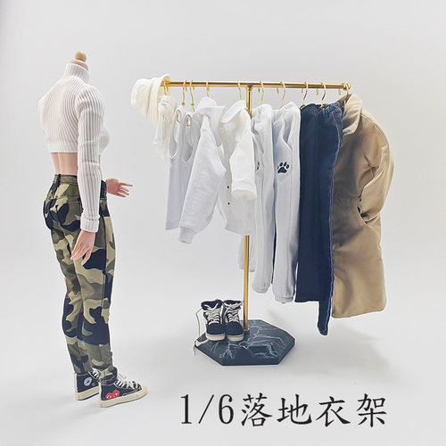 1/6兵人娃娃落地衣架BJD人偶挂衣架搭配12寸娃衣配件娃屋晾衣架