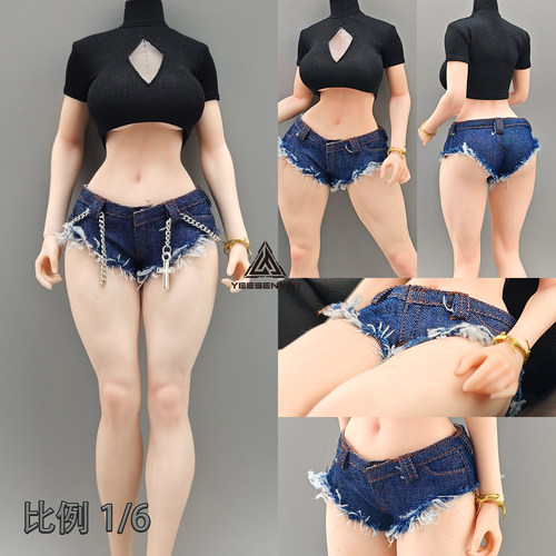 1/6女兵人超短牛仔热裤12寸可动人偶微弹短裤6分BJD衣服适用娃衣