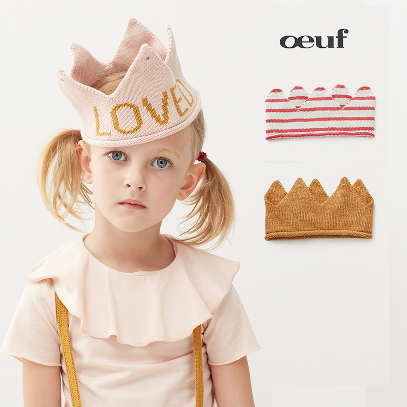 oeuf春秋冬生日拍照空顶毛线帽子