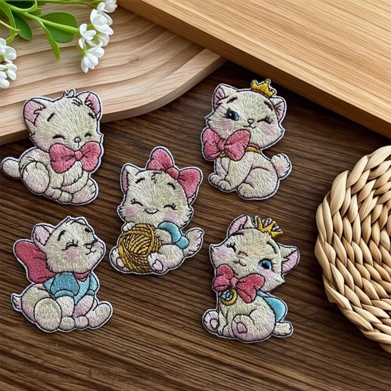 自粘款卡通可爱玛丽猫咪鞋花刺绣布贴DIY装饰配件趣味破洞补丁贴,居家布艺,布贴,淘宝优惠券,粉丝福利购,淘宝优惠卷
