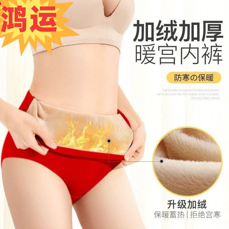 女士加绒内裤保暖护腰三角裤