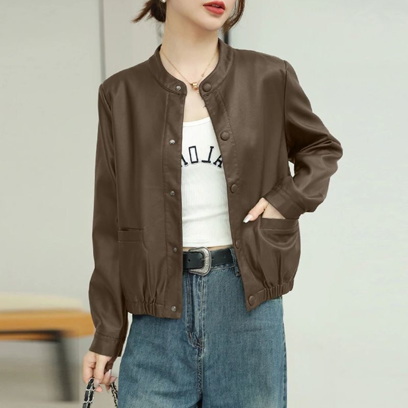 美拉德皮衣外套女士短款春秋新款韩版休闲宽松显瘦时尚百搭皮夹克