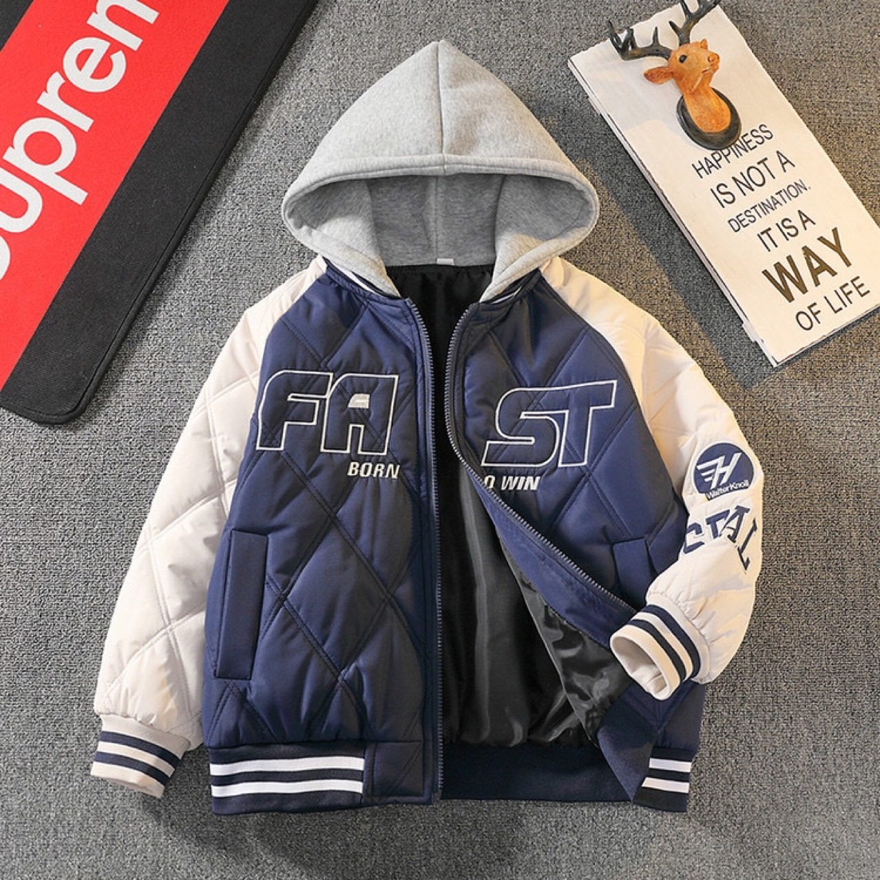 儿童装男童二棉外套新款夹棉冬季棒球服中大童加厚男孩秋冬款棉服