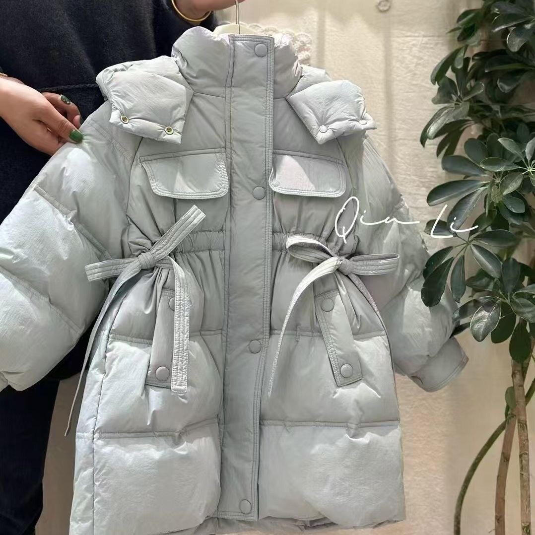 女童冬装羽绒棉服2025新款洋气中长款棉衣外套冬季加厚棉袄
