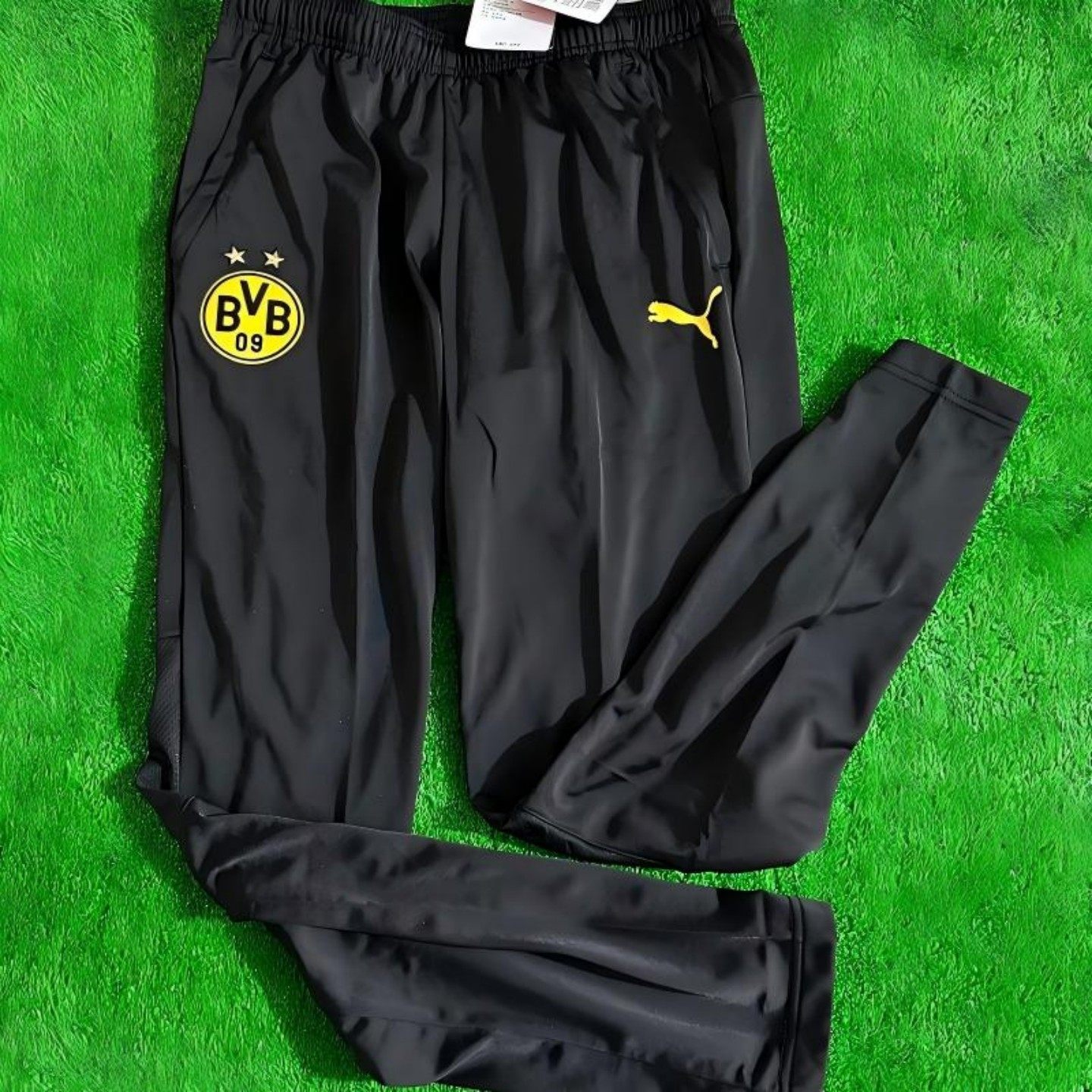 S码 PUMA 多特蒙德 AC米兰 黑色男子足球训练运动长裤拉链收腿裤