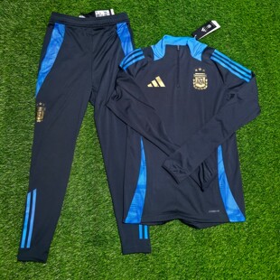 Adidas阿根廷国家队2024美洲杯球员版足球训练拇指扣拉链收腿裤
