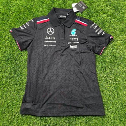 梅赛德斯奔驰AMG车队 F1赛车黑女款全广告版本短袖运动T恤POLO衫