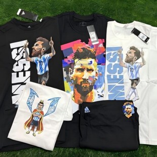 Adidas 梅西 messi 专属联名印花短袖棉质运动休闲T恤足球球迷衫