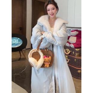 新款 加厚保暖中长款 韩版 立领派克服外套女装 棉服大衣 时尚 2025冬季