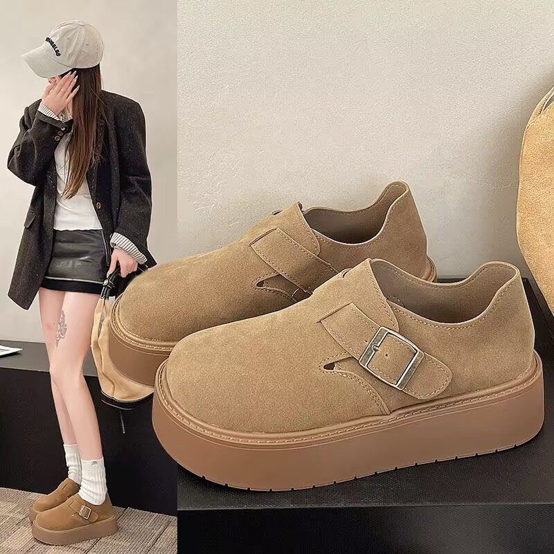 松糕厚底全包勃肯鞋女春季新款增高百搭一脚蹬乐福单鞋博肯鞋,女鞋,勃肯鞋/软木鞋,淘宝优惠券,粉丝福利购,淘宝优惠卷