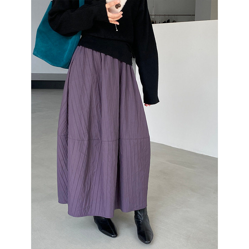 人生半裙！高腰加厚花苞半身裙女秋冬保暖中长款灯笼裙