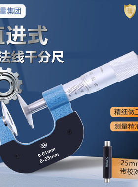 青海青量公法线千分尺0-25高精度数显千分卡尺机械大头外径齿轮