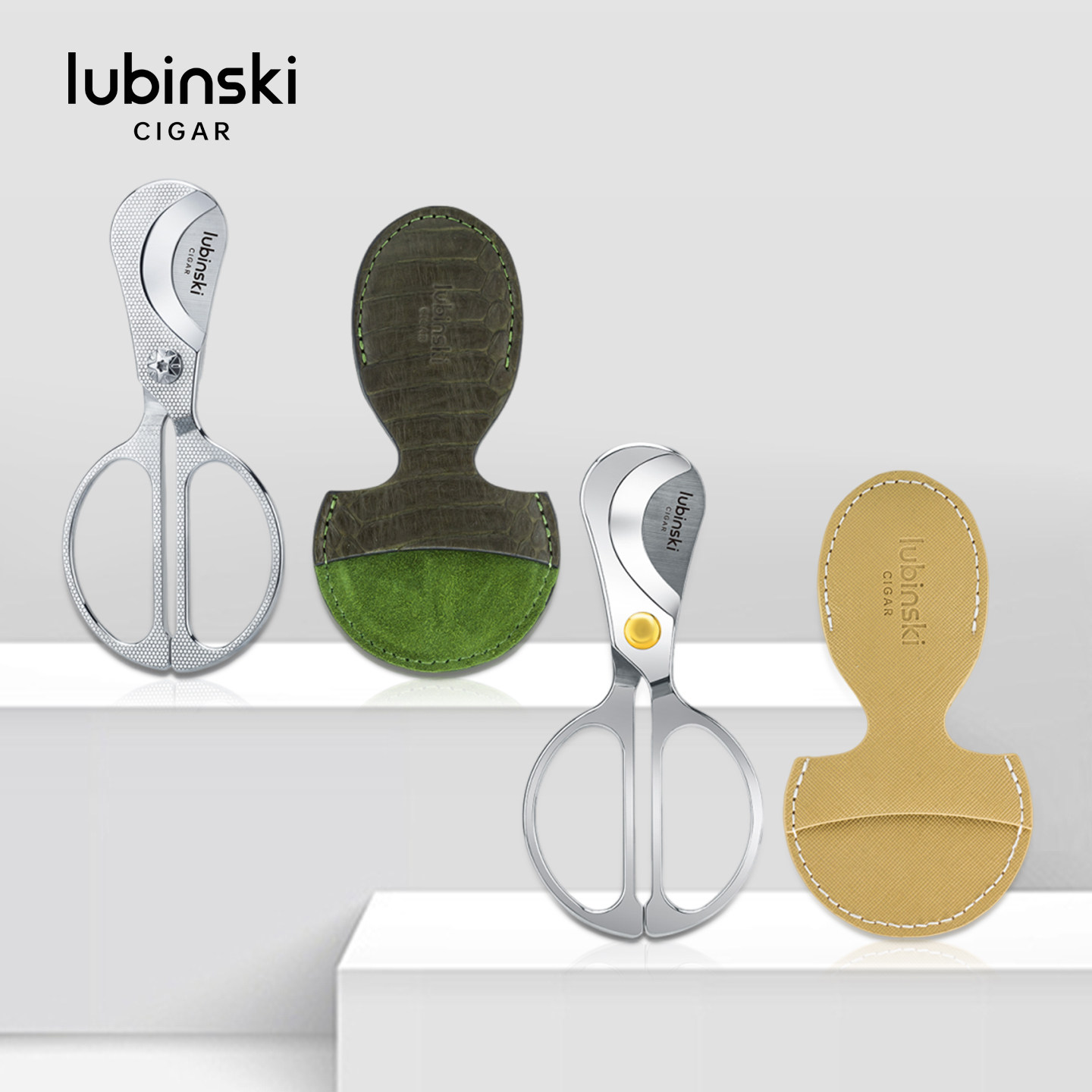 LUBINSKI鲁宾斯基小号便携款手握剪不锈钢手柄式雪茄剪刀送皮套
