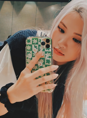 blackpink朴彩英rose同款适用于苹果15proMax手机壳华为Mate60Pro绿色花朵小米13软壳防摔