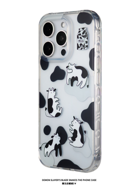 奶牛原创手机壳适用于苹果17Promax奶牛插画iPhone16Promax透明14PROMAX软壳IMD透明防摔