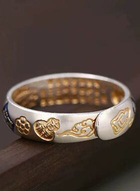 高品质新款吉祥纳福戒指女轻奢高级感猫咪食指戒新中式开口戒