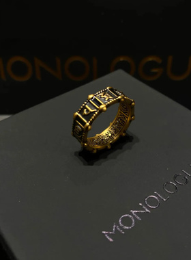 v金材质不掉色MONOLOGUE六字真言戒指食戒高级感百搭指环