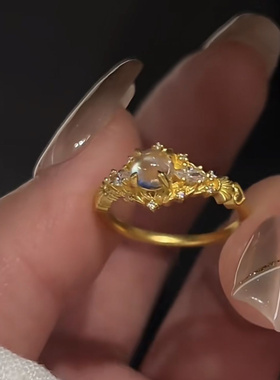 v金材质新款高品质月光缪斯是梦境中的月光女神戒高级感指戒