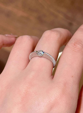 v金材质保色手工拉丝莫桑星球闪钻戒指小众独特指环高级感