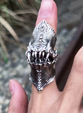 新款高版本霸气龙头男士狼头指套骷髅关节戒指指环男生饰品