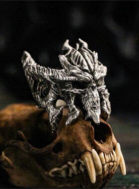 新款高版本恶魔暗黑破坏神戒指美式街头流行指环嘻哈朋克潮流机车