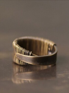 高品质新款铜丝缠绕工艺复古做旧个性指环朋克饰品男女潮款