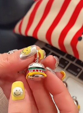 高品质版本设计超级可爱春日搭配吊坠潮流高级感韩系汉堡包吊坠