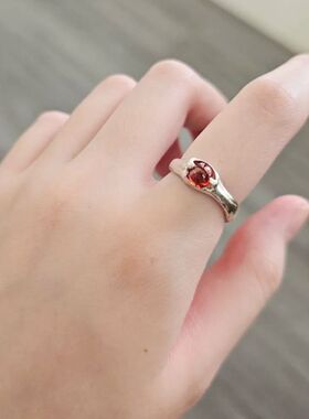 新款高品质现货苏新皓同款红色石榴石戒指可调节指环粉丝应援礼物