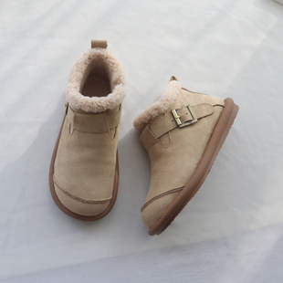 复古小短靴女手工文艺女靴软底舒适加绒棉鞋 圆头平底保暖雪地靴女