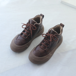 百搭厚底英伦马丁靴加绒保暖短靴 韩版 复古高帮鞋 女学院风休闲女鞋